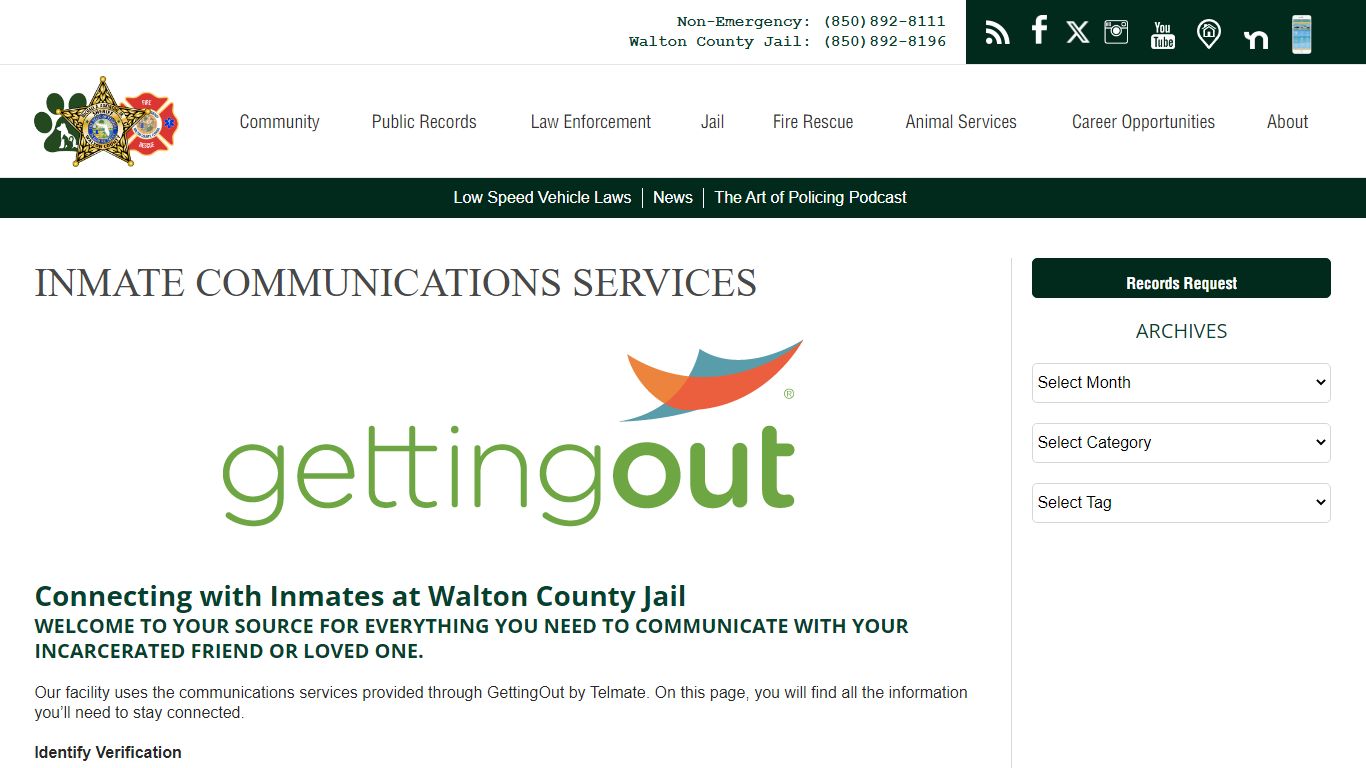 Inmate Communications Services | Walton County Sheriff's Office, FL